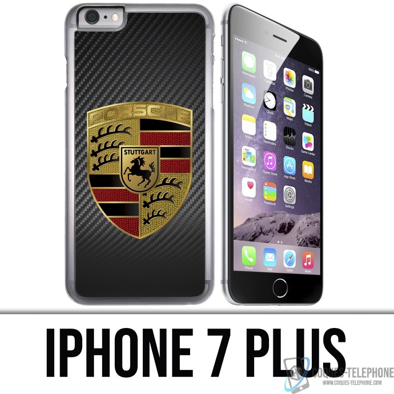 Coque iPhone 7 PLUS - Porsche logo carbone
