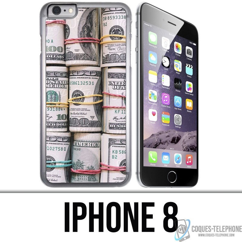 Coque iPhone 8 - Billets Dollars rouleaux