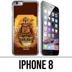 Coque iPhone 8 - Star Wars Mandalorian Yoda fanart