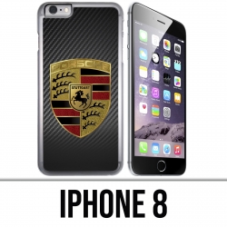 Custodia per iPhone 8 - Logo Porsche in carbonio