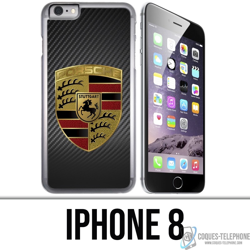 Custodia per iPhone 8 - Logo Porsche in carbonio