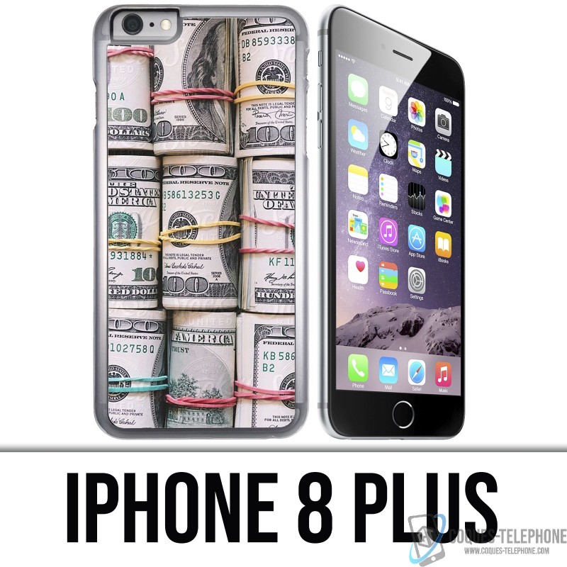 Coque iPhone 8 PLUS - Billets Dollars rouleaux