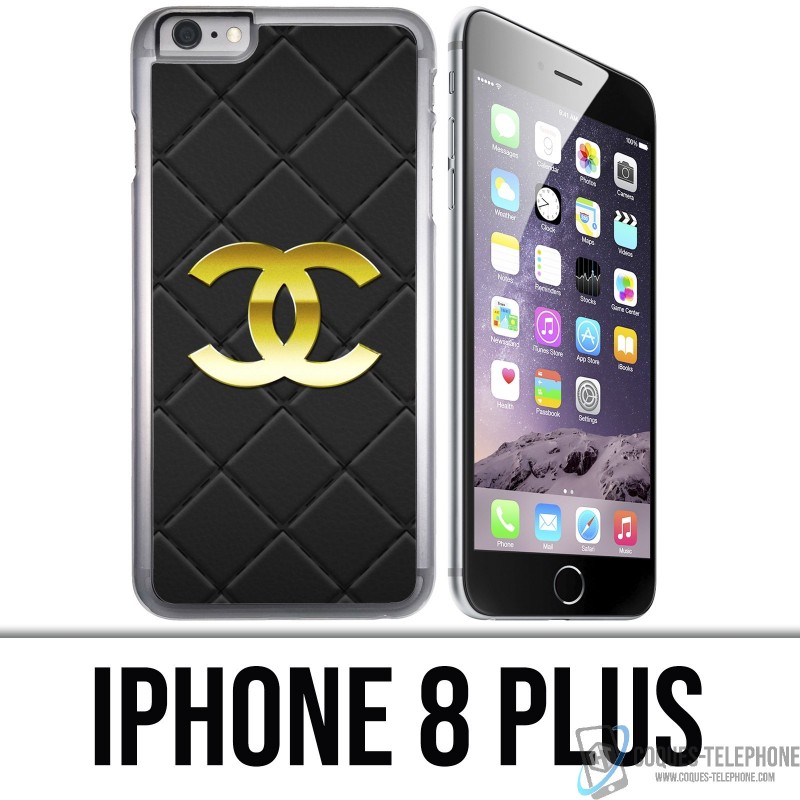 Coque iPhone 8 PLUS - Chanel Logo Cuir