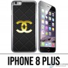 Coque iPhone 8 PLUS - Chanel Logo Cuir