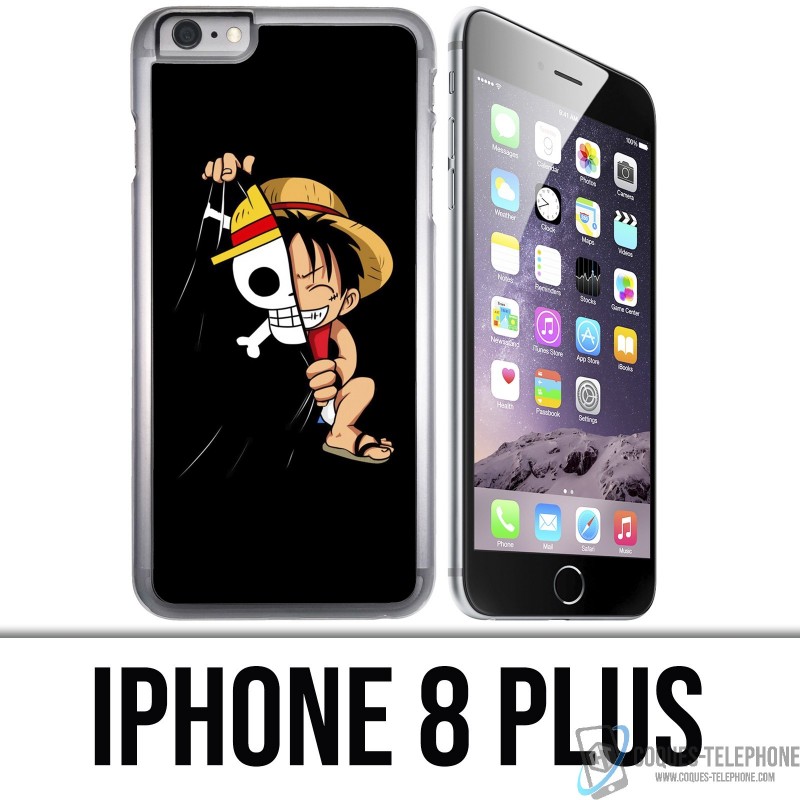 Coque iPhone 8 PLUS - One Piece baby Luffy Drapeau