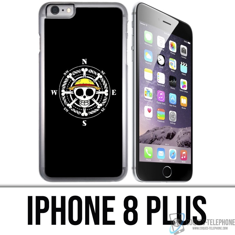 Coque iPhone 8 PLUS - One Piece logo boussole