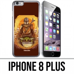 Coque iPhone 8 PLUS - Star Wars Mandalorian Yoda fanart