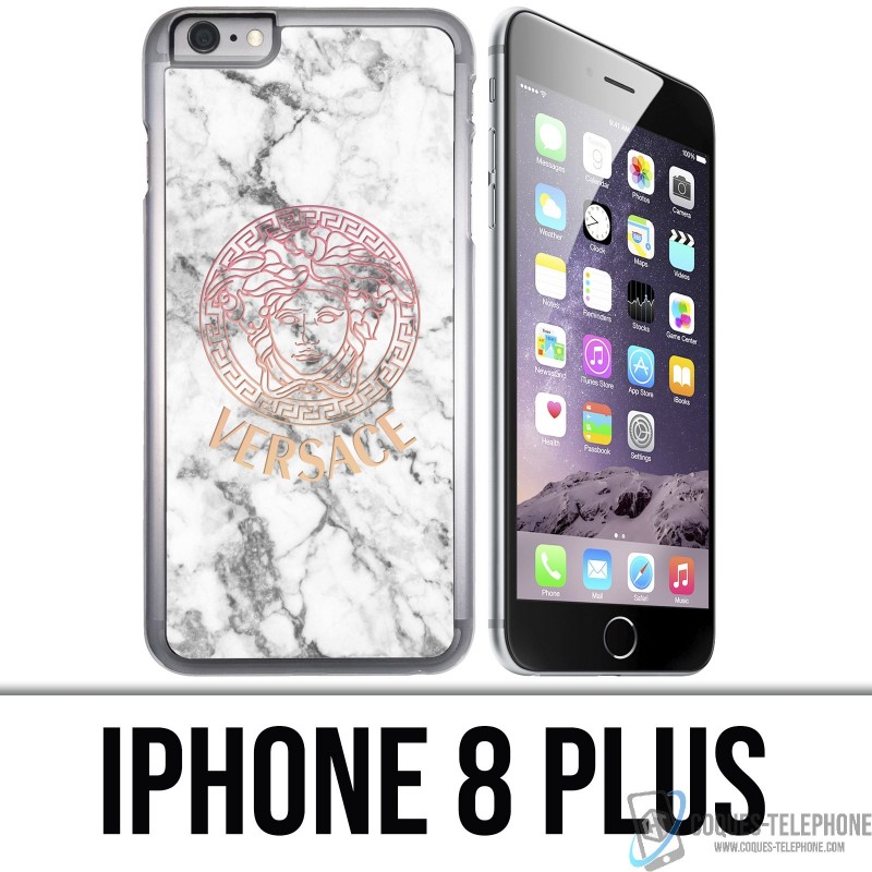 Coque iPhone 8 PLUS - Versace marbre blanc