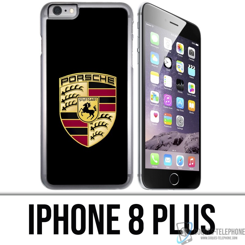 Coque iPhone 8 PLUS - Porsche Logo Noir