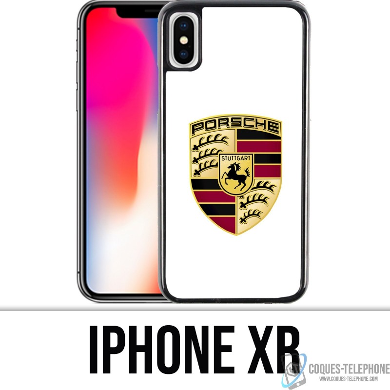 Custodia per iPhone XR - Logo Porsche bianco