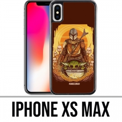 Custodia per iPhone XS MAX - Star Wars Mandalorian Yoda fanart