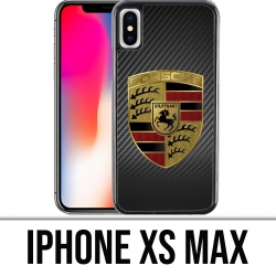 Coque iPhone XS MAX - Porsche logo carbone