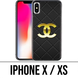 Coque iPhone X / XS - Chanel Logo Cuir