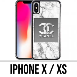 Coque iPhone X / XS - Chanel Marbre Blanc