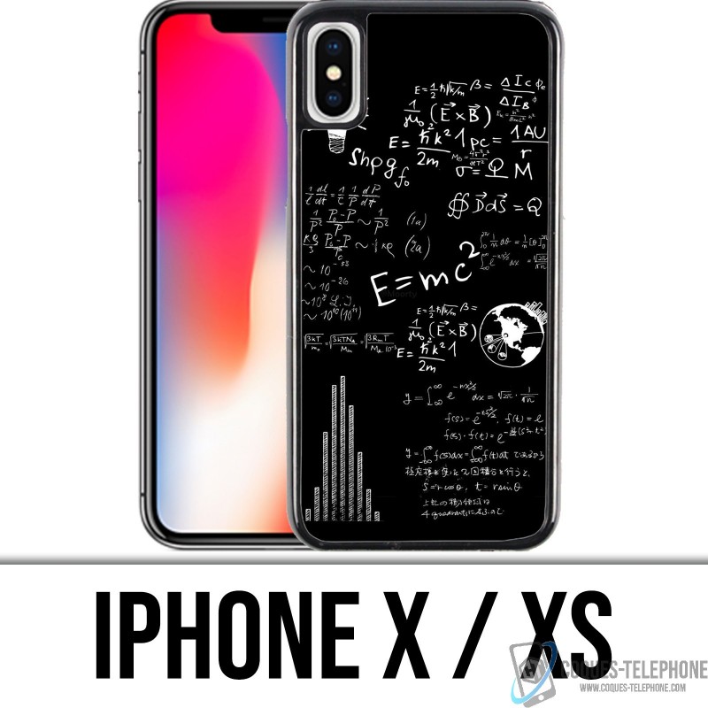Coque iPhone X / XS - E égale MC 2 tableau noir