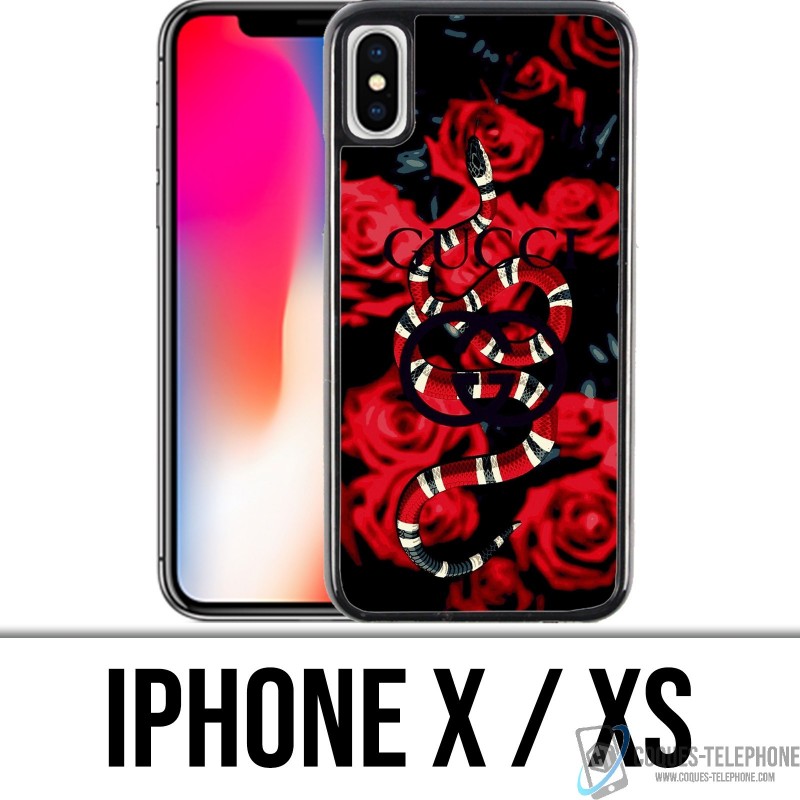 iPhone X / XS Tasche - Gucci-Schlangenrosen