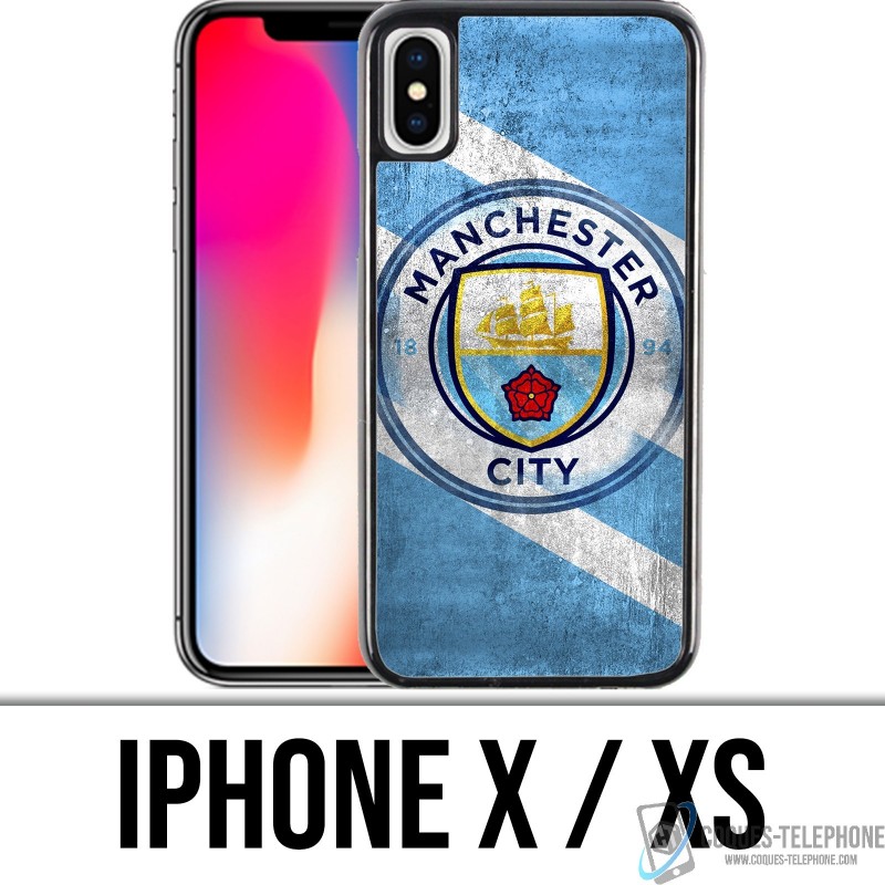 Coque iPhone X / XS - Manchester Football Grunge