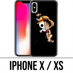 Coque iPhone X / XS - One Piece baby Luffy Drapeau