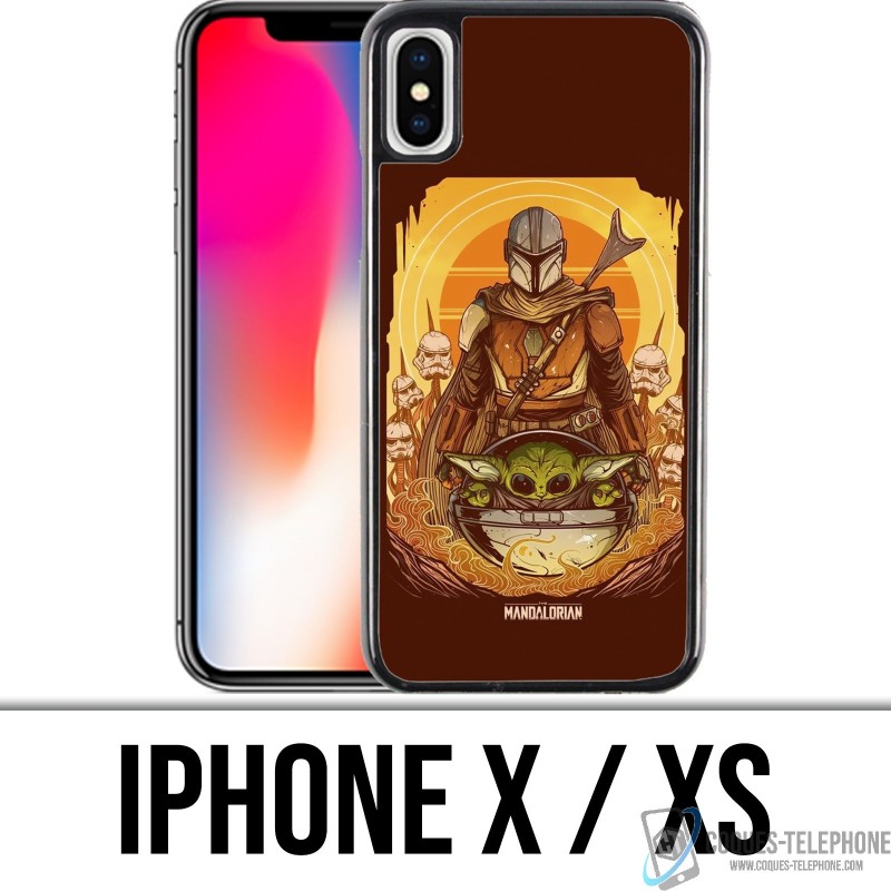 Funda iPhone X / XS - Star Wars Mandalorian Yoda fanart