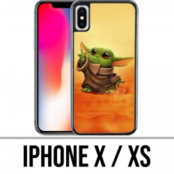 Coque iPhone X / XS - Star Wars baby Yoda Fanart