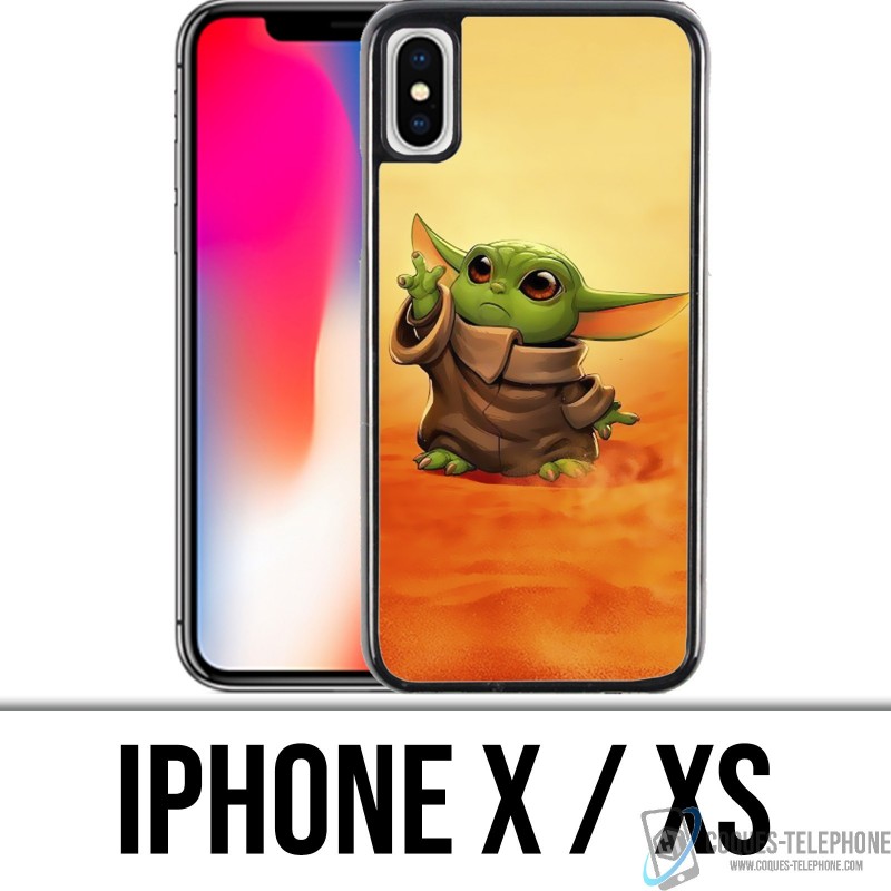 Coque iPhone X / XS - Star Wars baby Yoda Fanart
