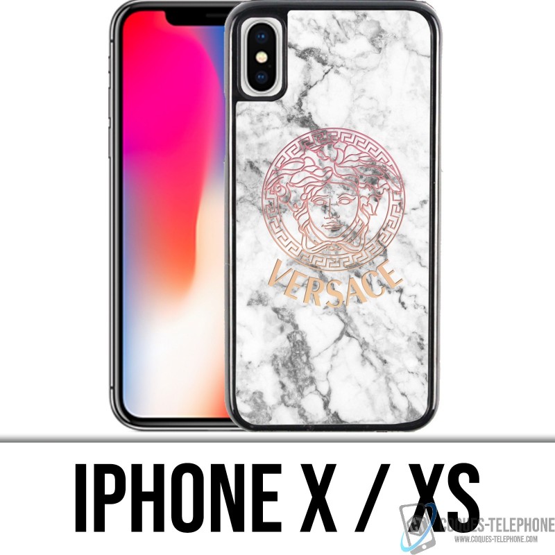 Coque iPhone X / XS - Versace marbre blanc