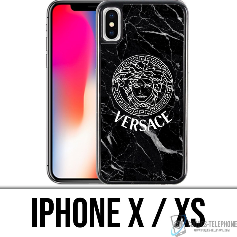 Coque iPhone X / XS - Versace marbre noir