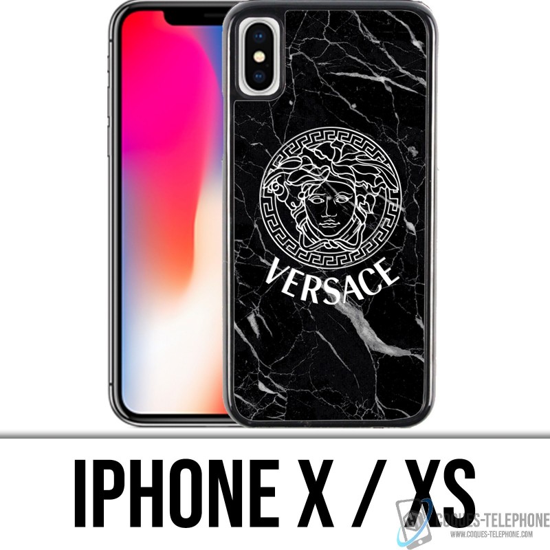 Custodia per iPhone X / XS - Versace marmo nero