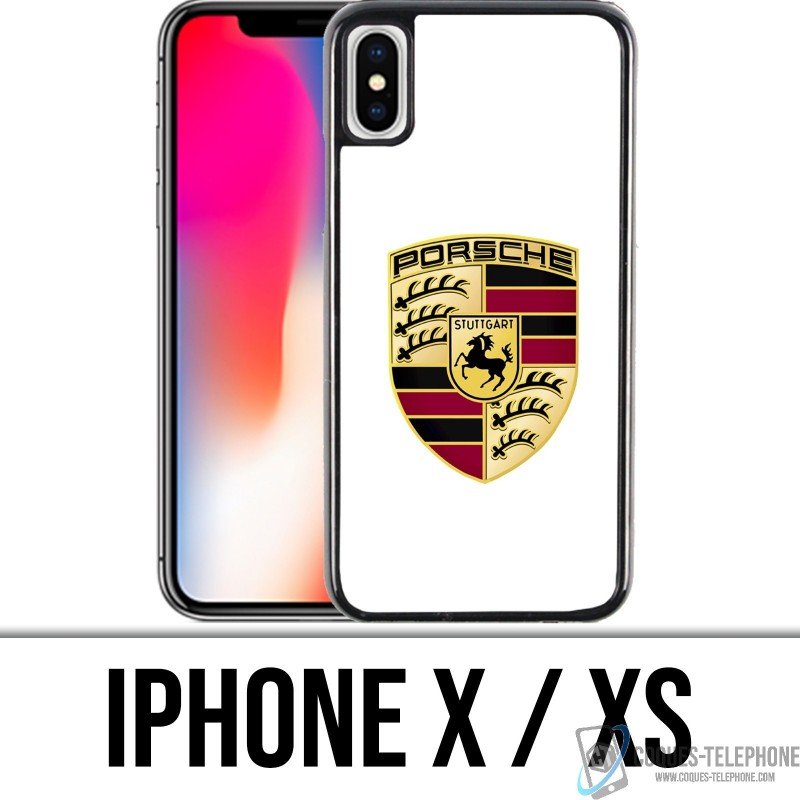 iPhone X / XS Custodia - Logo Porsche bianco
