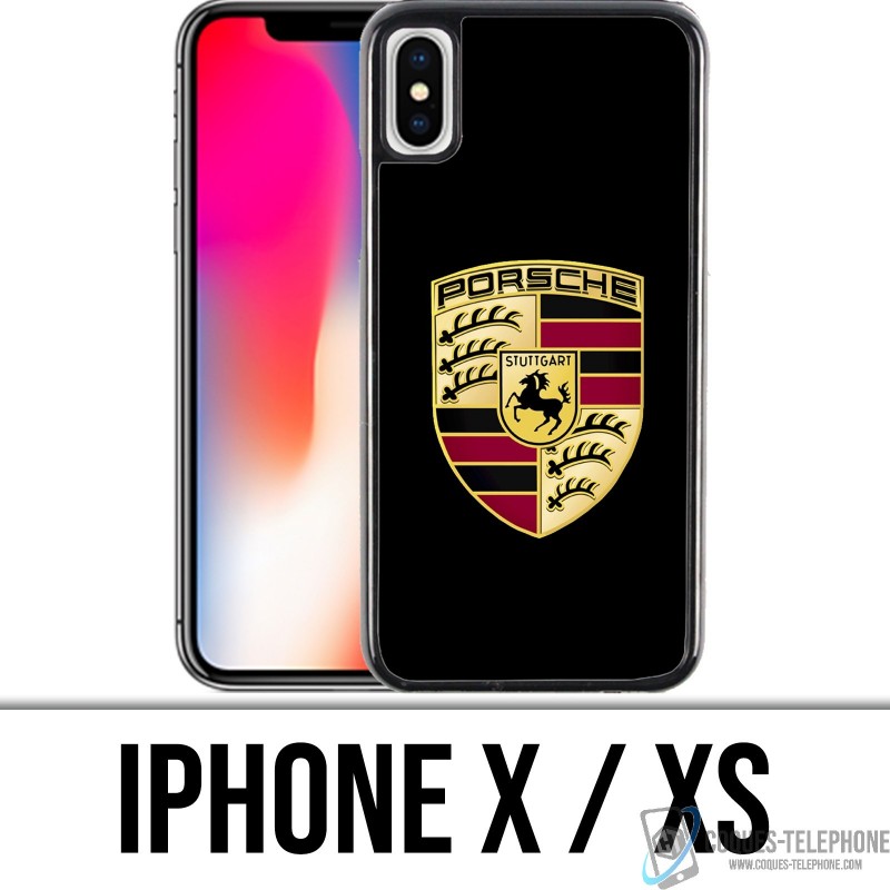 Coque iPhone X / XS - Porsche Logo Noir