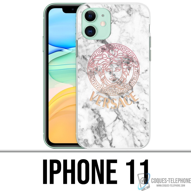 Custodia per iPhone 11 - Versace marmo bianco