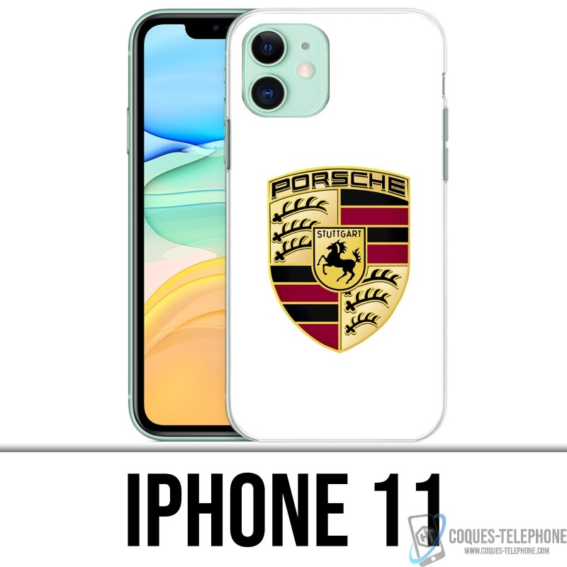 Coque iPhone 11 - Porsche logo blanc