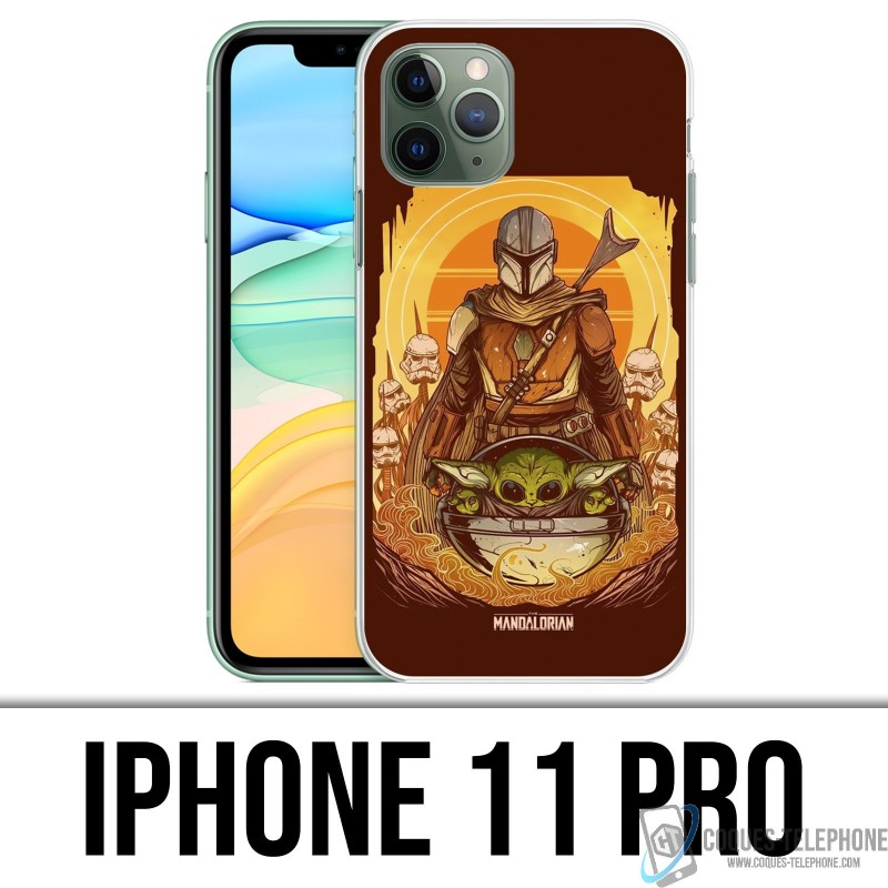 Funda iPhone 11 PRO - Star Wars Mandalorian Yoda fanart