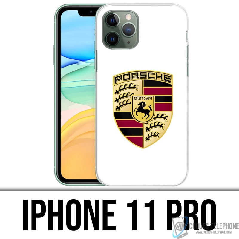 Coque iPhone 11 PRO - Porsche logo blanc