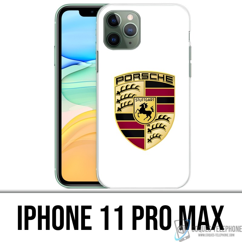 Funda iPhone 11 PRO MAX - Logotipo Porsche blanco