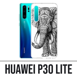 Huawei P30 Lite Case - Schwarzweiss-aztekischer Elefant