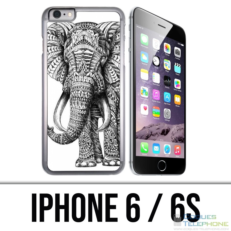 Coque iPhone 6 / 6S - Eléphant Aztèque Noir Et Blanc