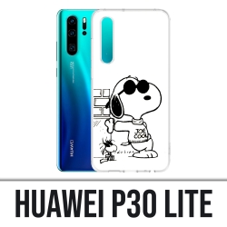 Coque Huawei P30 Lite - Snoopy Noir Blanc