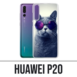 Coque Huawei P20 - Chat Lunettes Galaxie