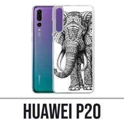Huawei P20 Case - Black And White Aztec Elephant