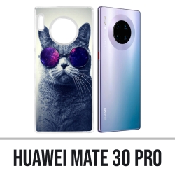 Coque Huawei Mate 30 Pro - Chat Lunettes Galaxie