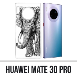 Huawei Mate 30 Pro Case - Black And White Aztec Elephant