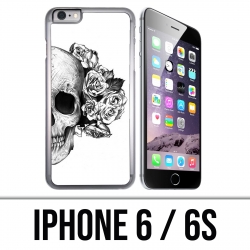 IPhone 6 / 6S Hülle - Skull Head Roses Schwarz Weiß