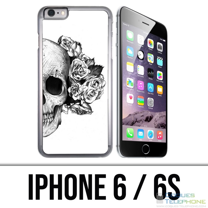 IPhone 6 / 6S Case - Skull Head Roses Black White