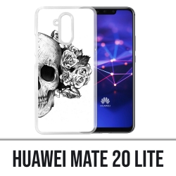 Huawei Mate 20 Lite Case - Schädelkopf Rosen Schwarz Weiß