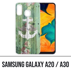 Coque Samsung Galaxy A20 / A30 - Ancre Marine Bois