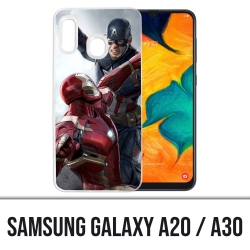 Samsung Galaxy A20 / A30 Abdeckung - Captain America gegen Iron Man Avengers