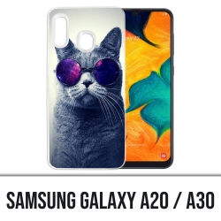 Coque Samsung Galaxy A20 / A30 - Chat Lunettes Galaxie