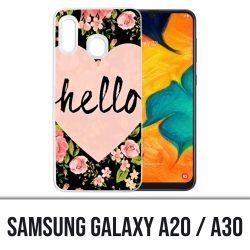 Coque Samsung Galaxy A20 / A30 - Hello Coeur Rose