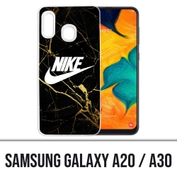 Coque Samsung Galaxy A20 / A30 - Nike Logo Gold Marbre